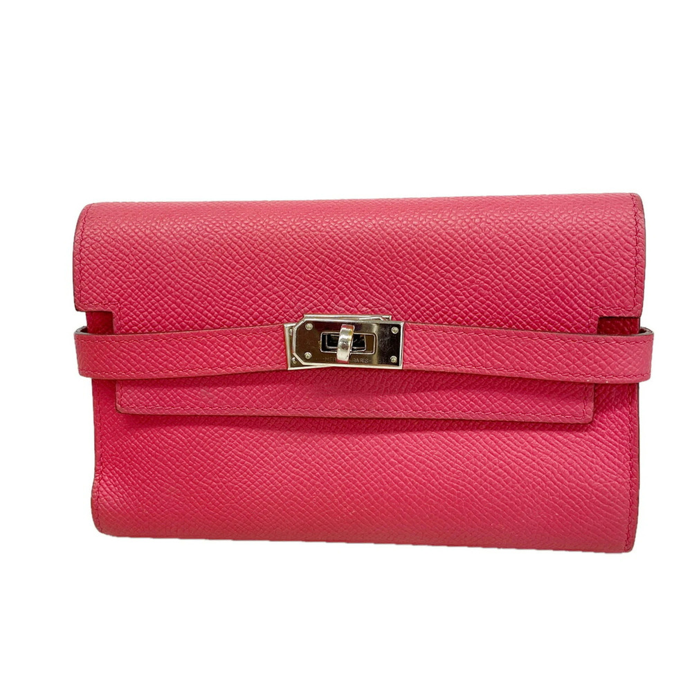 Hermes Kelly Wallet Medium Tri-fold Wallet, Veau Epsom Leather, Rose Extreme,...